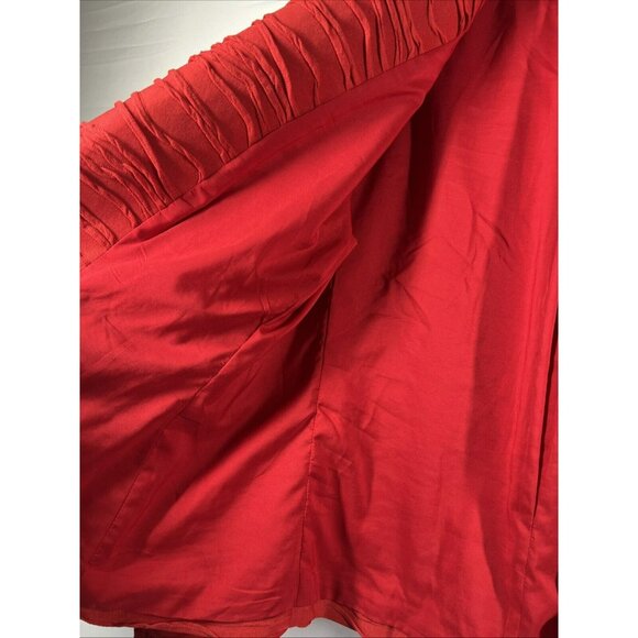 Chicos Womens Jacket Size Large Solid Red Textured Lined Long Sleeve Zip Pockets - Picture 4 of 6